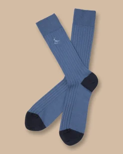Best Charles Tyrwhitt Cotton Rib Socks - Indigo Blue