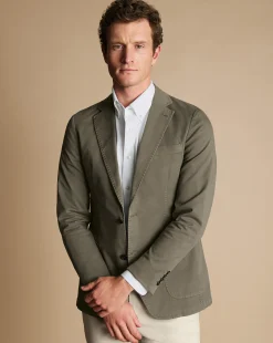 Online Charles Tyrwhitt Cotton Stretch Garment Dyed Jacket - Olive Green