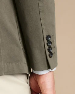 Online Charles Tyrwhitt Cotton Stretch Garment Dyed Jacket - Olive Green