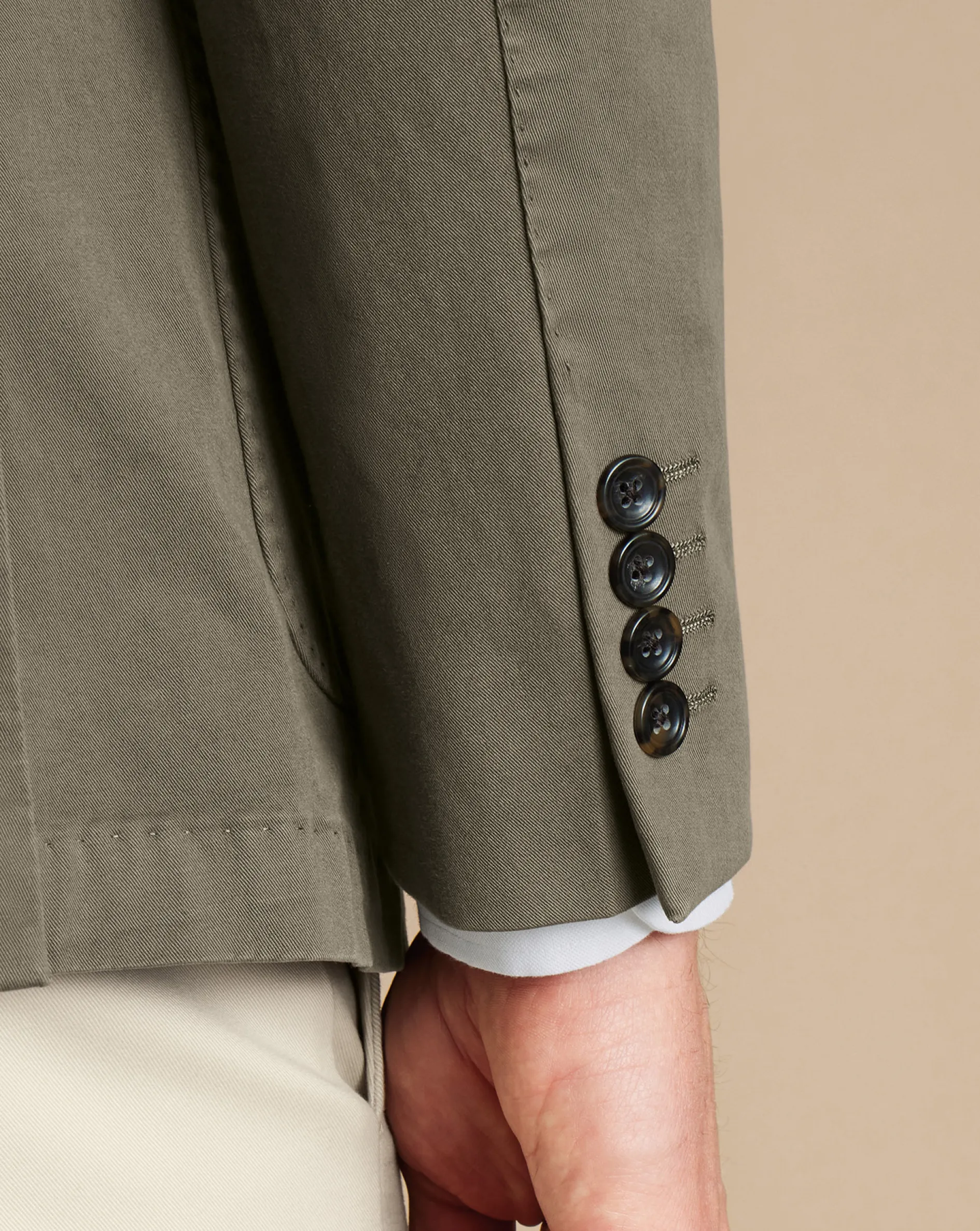 Online Charles Tyrwhitt Cotton Stretch Garment Dyed Jacket - Olive Green