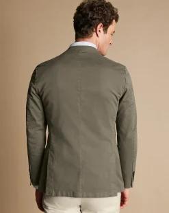 Online Charles Tyrwhitt Cotton Stretch Garment Dyed Jacket - Olive Green