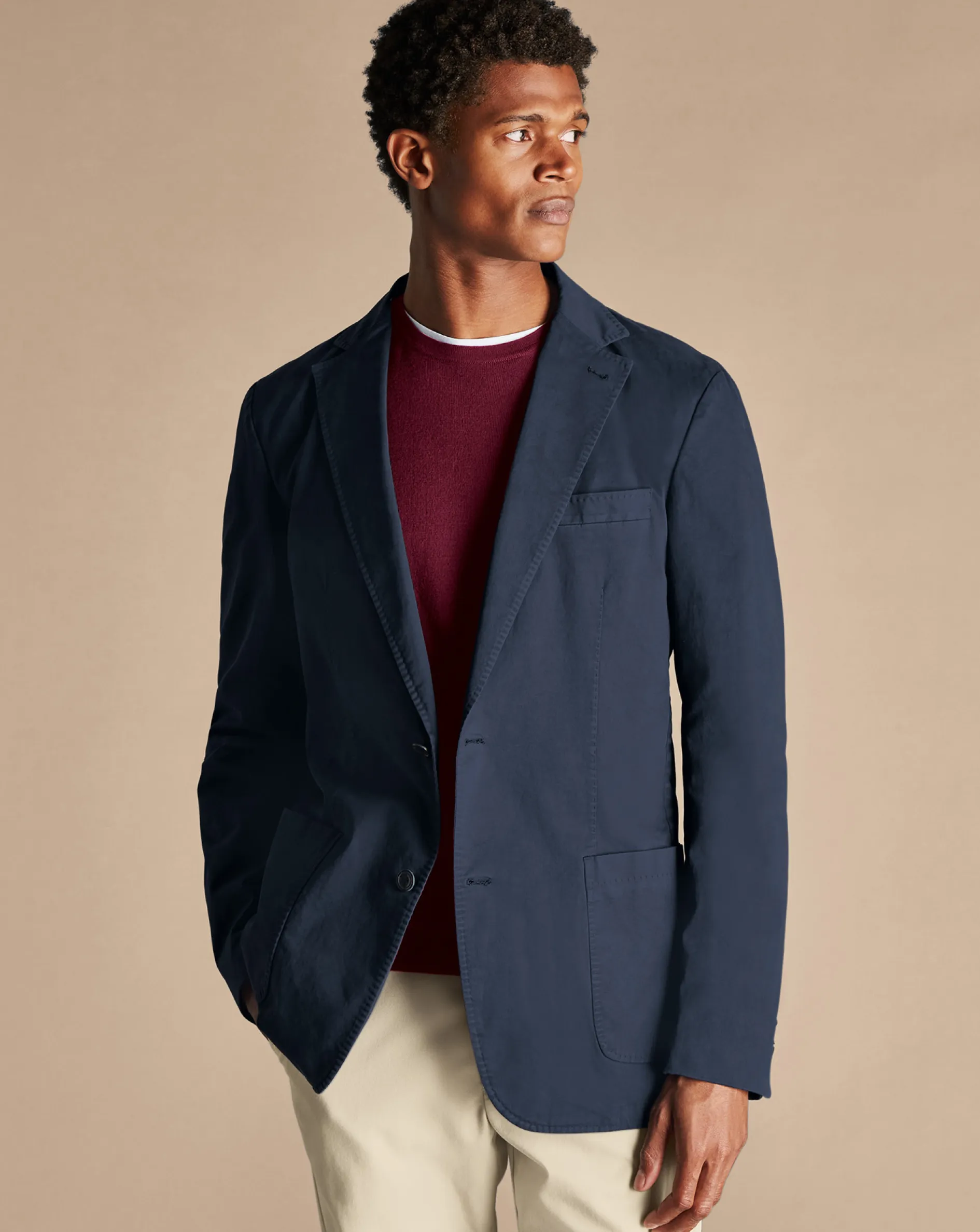 Online Charles Tyrwhitt Cotton Stretch Garment Dyed Jacket - Ink Blue