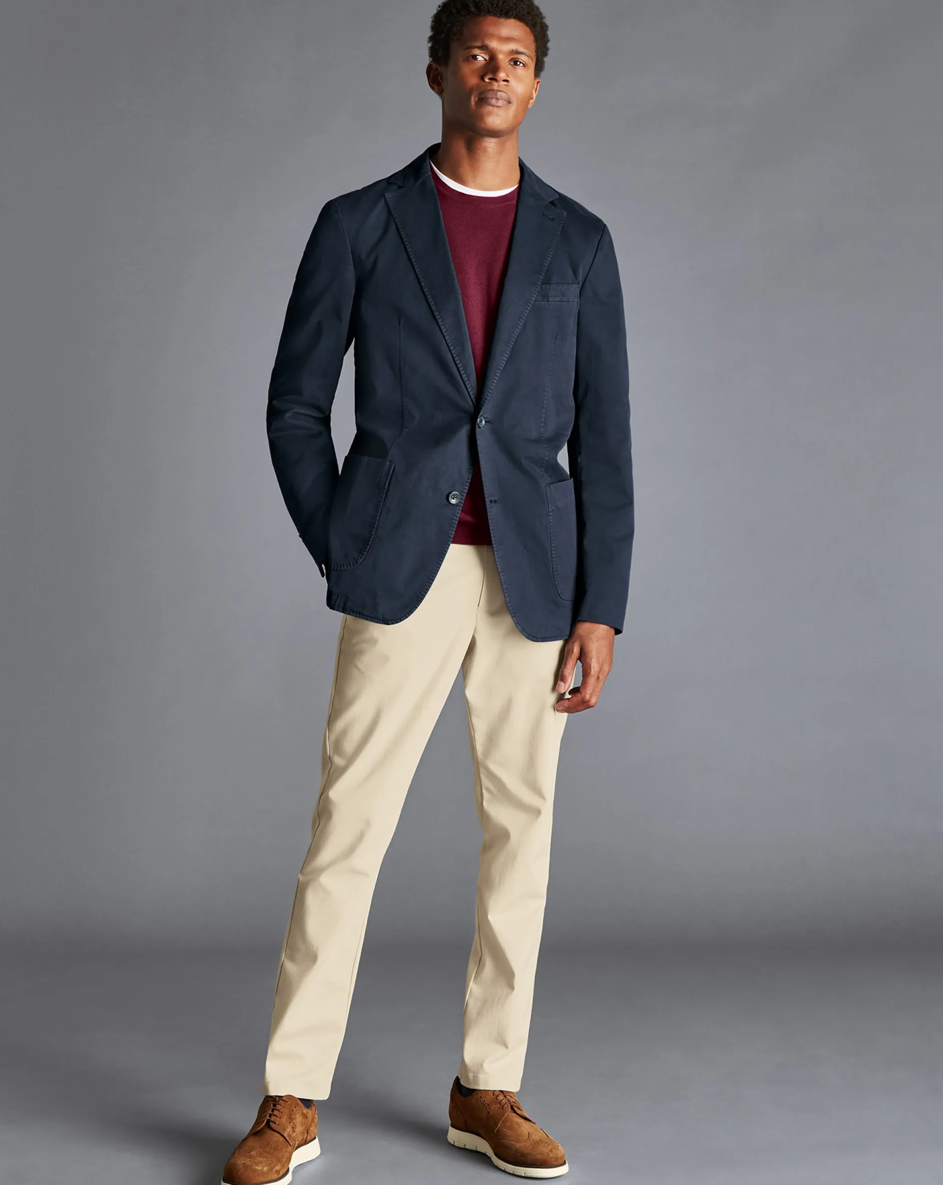 Online Charles Tyrwhitt Cotton Stretch Garment Dyed Jacket - Ink Blue
