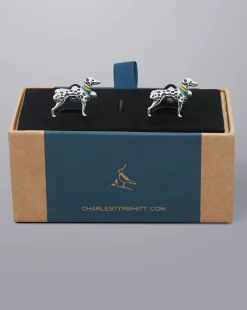 Shop Charles Tyrwhitt Dalmatian Cufflink - Silver Grey