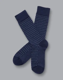 Best Charles Tyrwhitt Mini Herringbone Socks Denim Blue