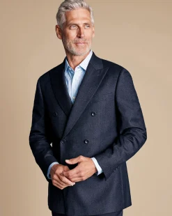 Flash Sale Charles Tyrwhitt Double Breasted Italian Pindot Suit Jacket - Denim Blue