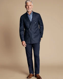 Flash Sale Charles Tyrwhitt Double Breasted Italian Pindot Suit Jacket - Denim Blue
