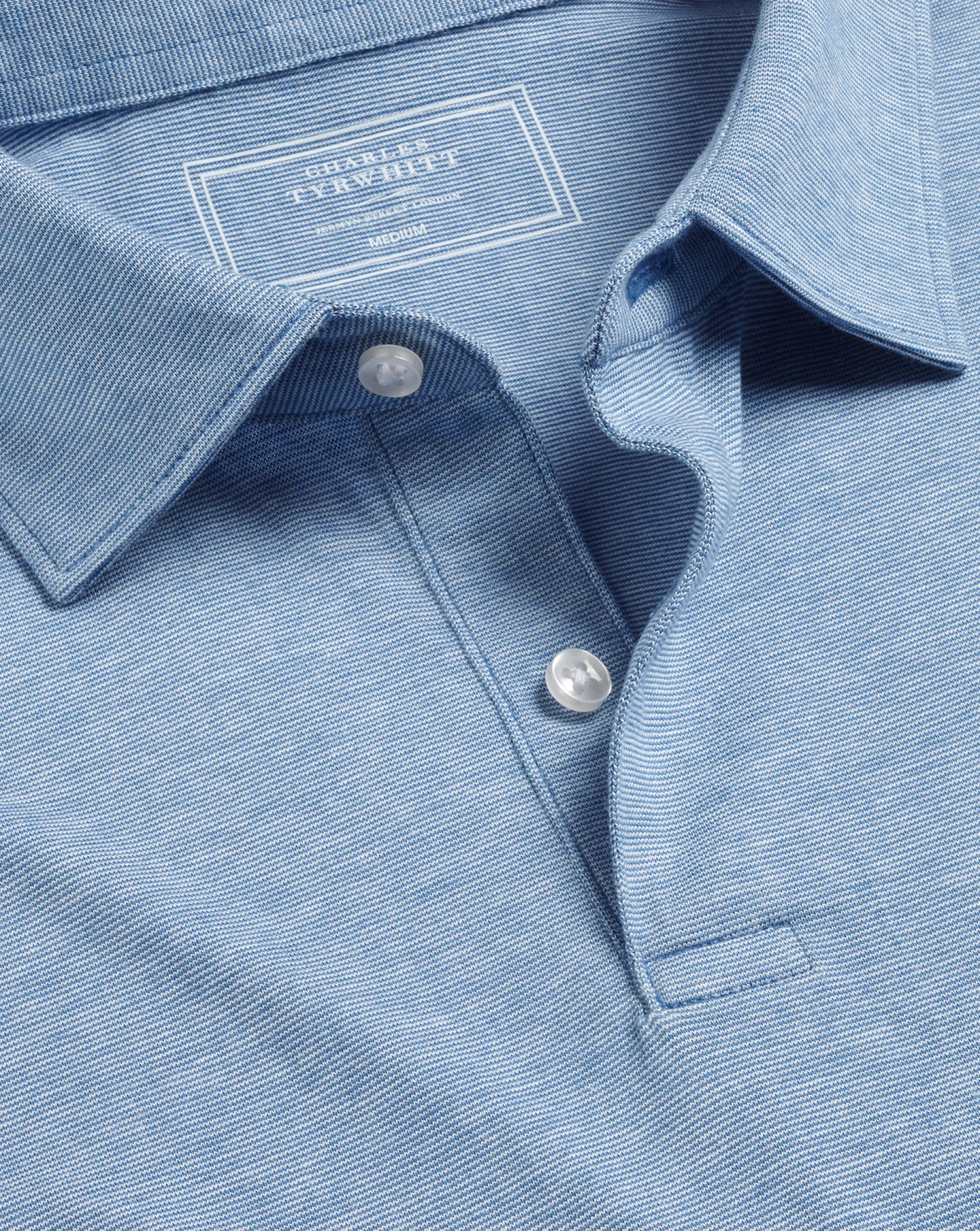 Clearance Charles Tyrwhitt End-On-End Cotton Polo - Light Blue