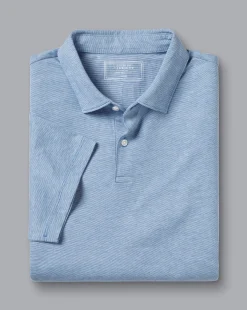Clearance Charles Tyrwhitt End-On-End Cotton Polo - Light Blue