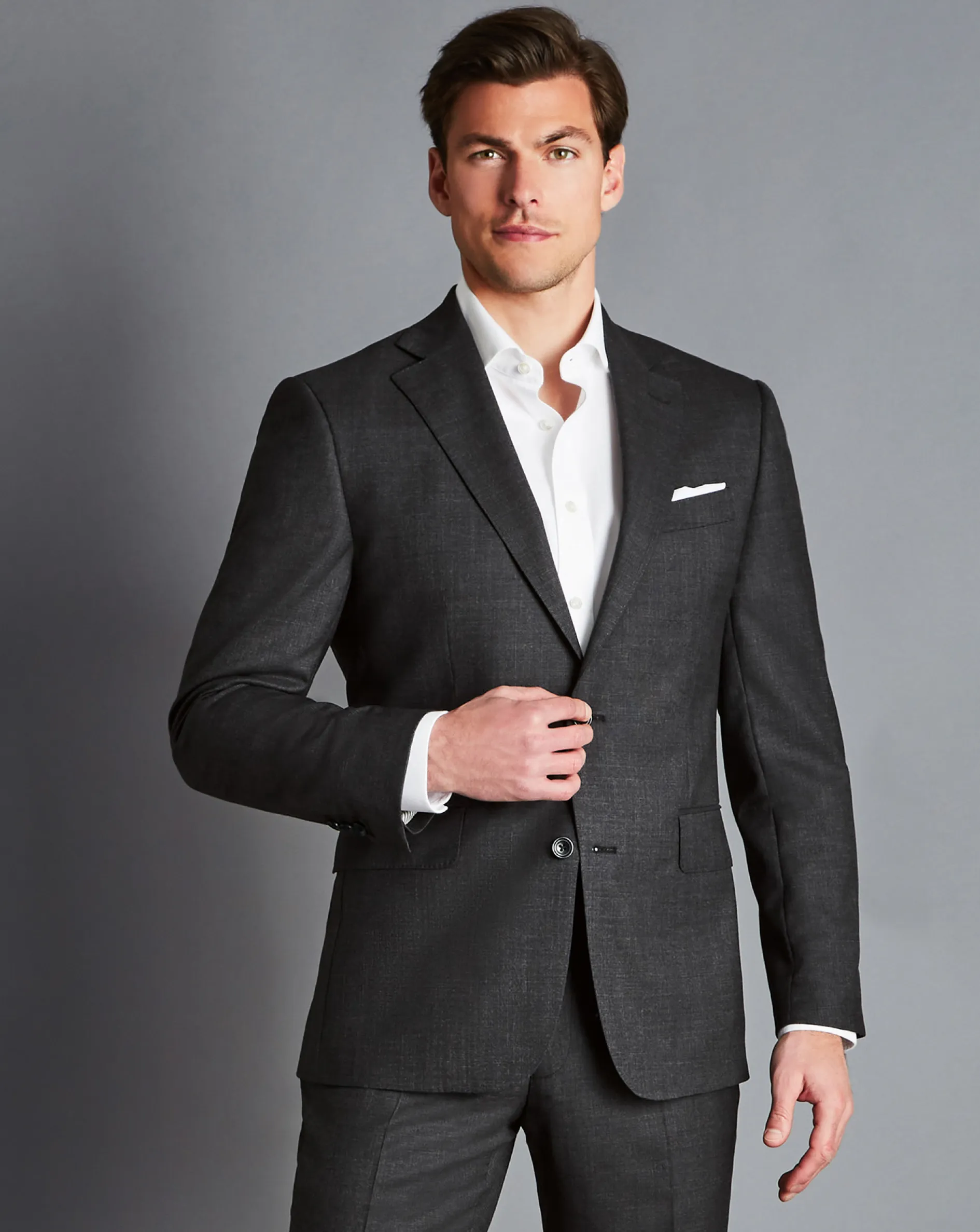 Clearance Charles Tyrwhitt End-on-End Ultimate Performance Suit Jacket - Charcoal Gray Charcoal Grey