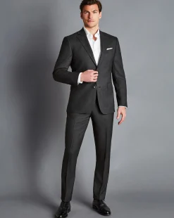 Clearance Charles Tyrwhitt End-on-End Ultimate Performance Suit Jacket - Charcoal Gray Charcoal Grey