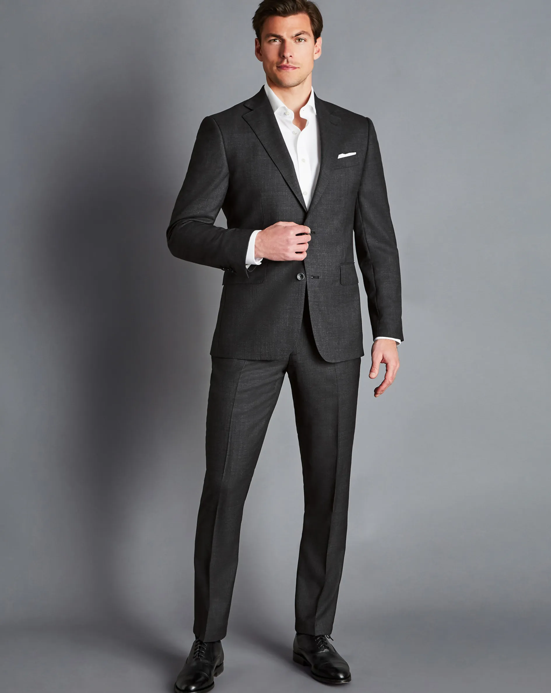 Clearance Charles Tyrwhitt End-on-End Ultimate Performance Suit Jacket - Charcoal Gray Charcoal Grey