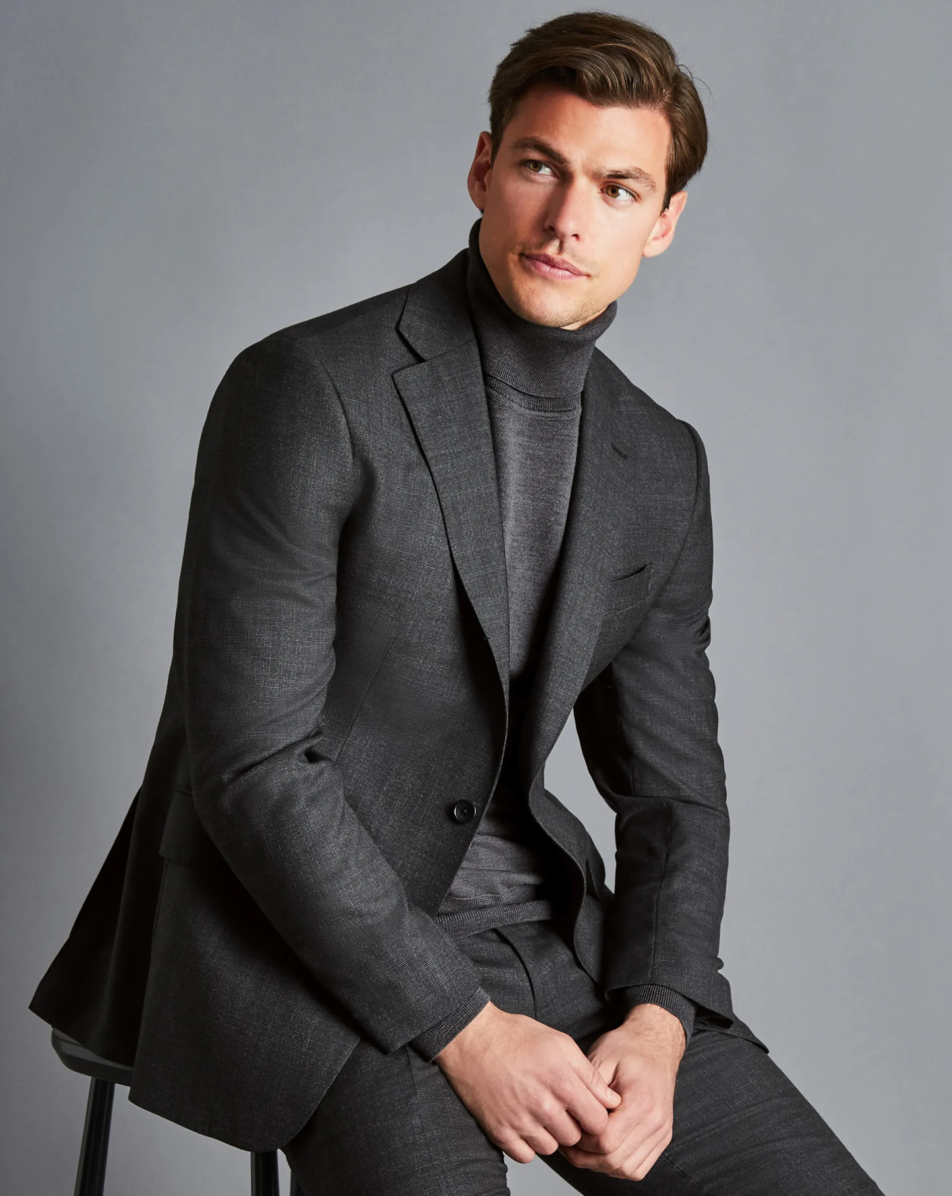 Clearance Charles Tyrwhitt End-on-End Ultimate Performance Suit Jacket - Charcoal Gray Charcoal Grey