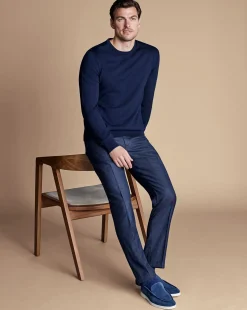 Shop Charles Tyrwhitt End-on-End Ultimate Performance Suit Pants - Navy