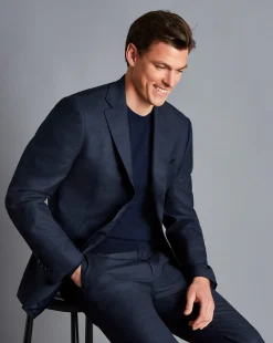 Shop Charles Tyrwhitt End-on-End Ultimate Performance Suit Pants - Navy