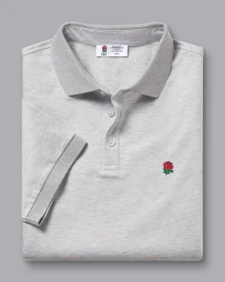 Store Charles Tyrwhitt England Rugby Birdseye Pique Polo - Grey