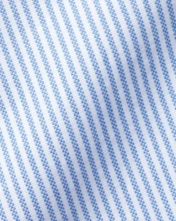 Clearance Charles Tyrwhitt England Rugby Button-Down Collar Washed Oxford Stripe Shirt - Blue & White Blue and White