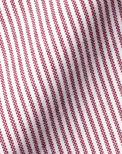 Cheap Charles Tyrwhitt England Rugby Button-Down Collar Washed Oxford Stripe Shirt - Wine Red