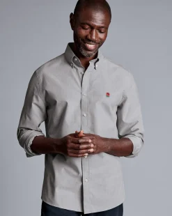Sale Charles Tyrwhitt England Rugby Button-Down Collar Brushed Cotton Twill Shirt - Light Grey