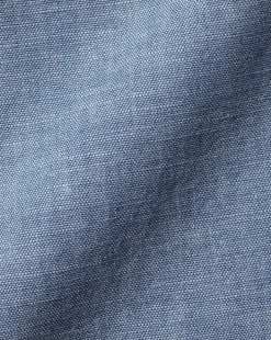 Shop Charles Tyrwhitt England Rugby Button-Down Collar Chambray Shirt - Mid Blue