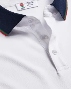 Best Sale Charles Tyrwhitt England Rugby Collar Detail Pique Polo - White