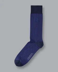 Online Charles Tyrwhitt England Rugby Cotton Rib Socks - French Blue Navy