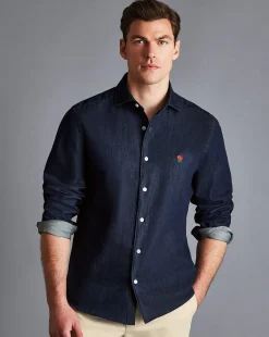 Fashion Charles Tyrwhitt England Rugby Denim Shirt - Denim Blue