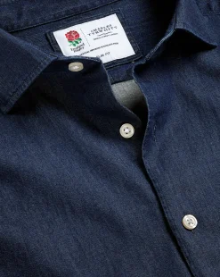Fashion Charles Tyrwhitt England Rugby Denim Shirt - Denim Blue
