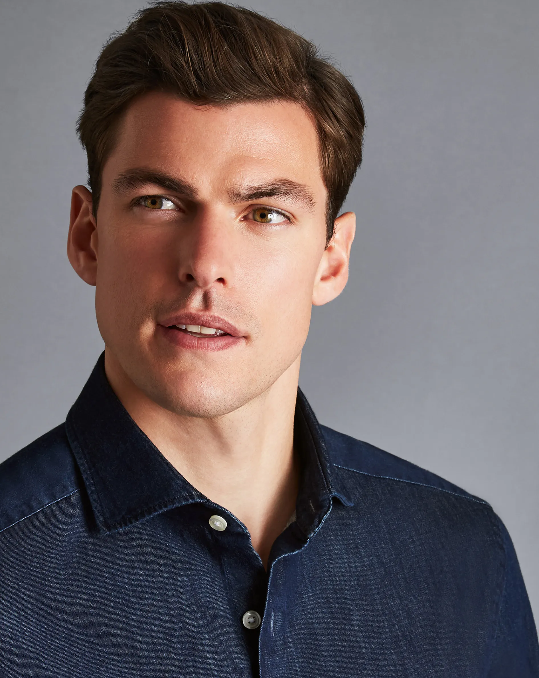 Fashion Charles Tyrwhitt England Rugby Denim Shirt - Denim Blue