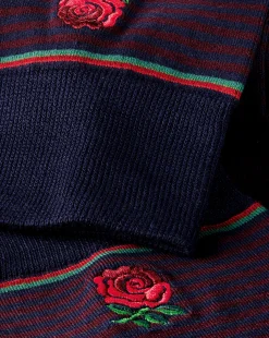 Discount Charles Tyrwhitt England Rugby Fine Stripe Socks - Burgundy & Navy Burgundy and Navy