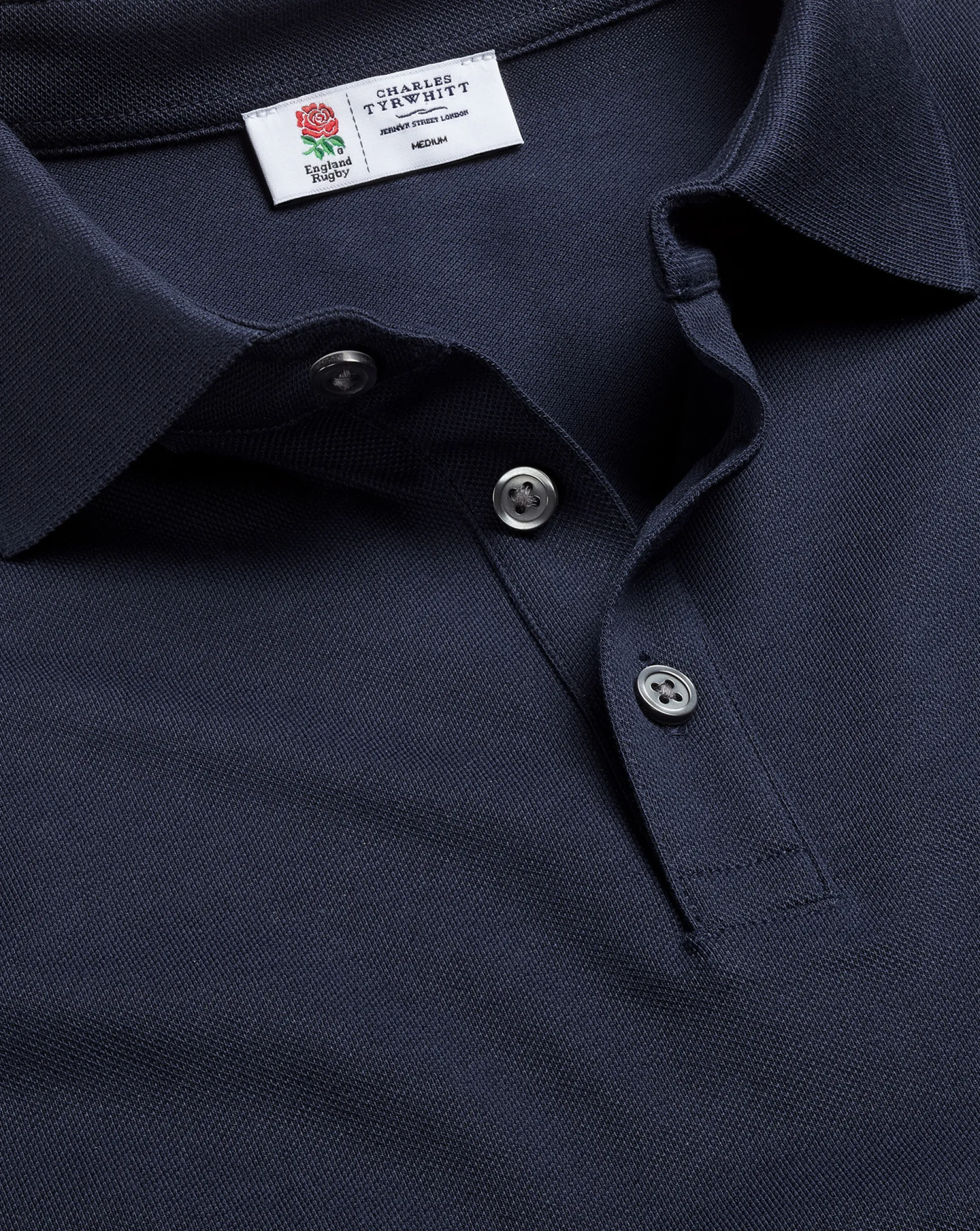 Online Charles Tyrwhitt England Rugby Long Sleeve Pique Polo - Navy