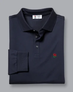 Online Charles Tyrwhitt England Rugby Long Sleeve Pique Polo - Navy