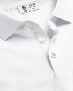 Fashion Charles Tyrwhitt England Rugby Long Sleeve Pique Polo - White
