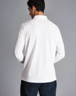 Fashion Charles Tyrwhitt England Rugby Long Sleeve Pique Polo - White
