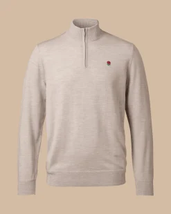 Sale Charles Tyrwhitt England Rugby Merino Quarter Zip Sweater - Limestone