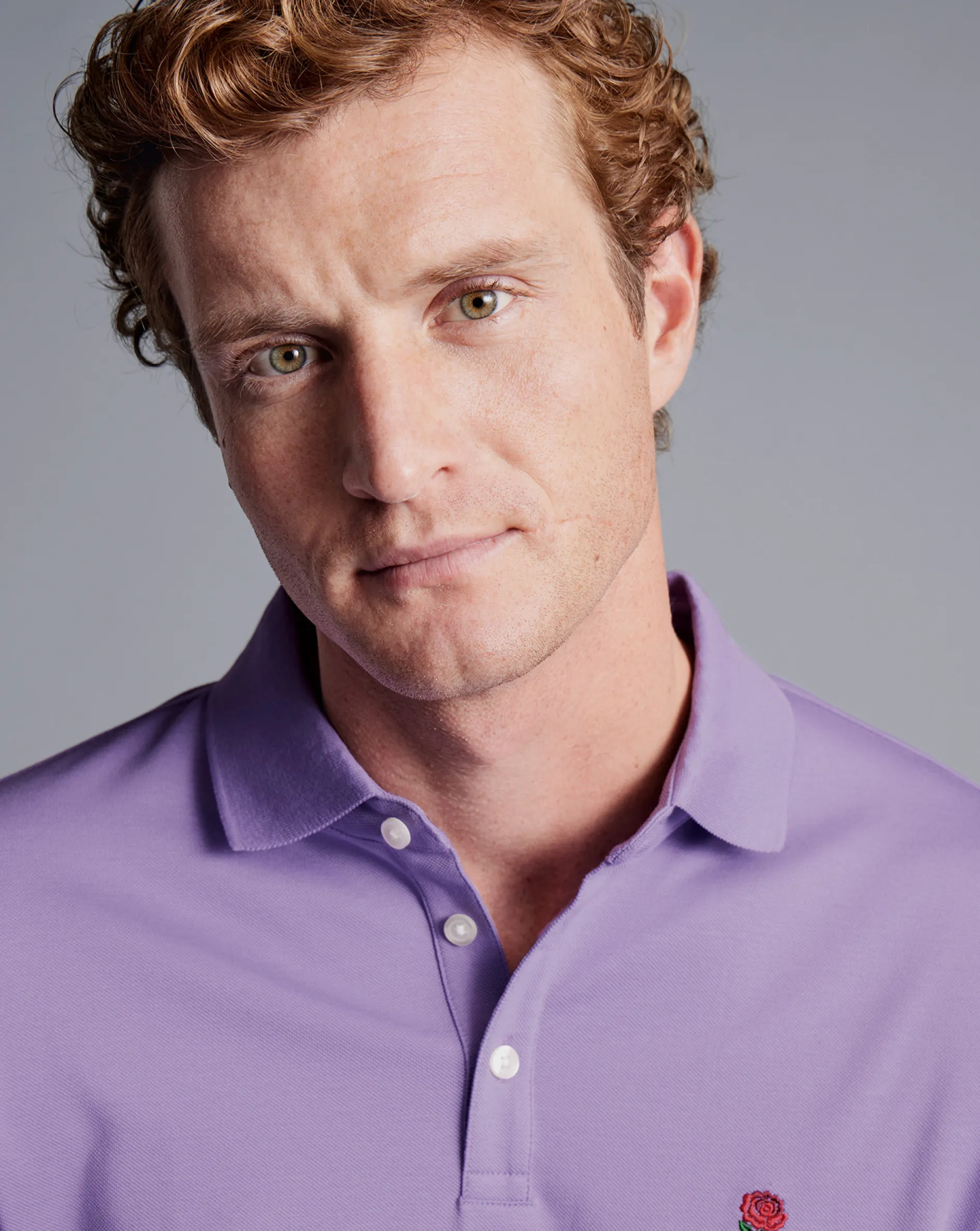 Store Charles Tyrwhitt England Rugby Pique Polo - Lilac Purple