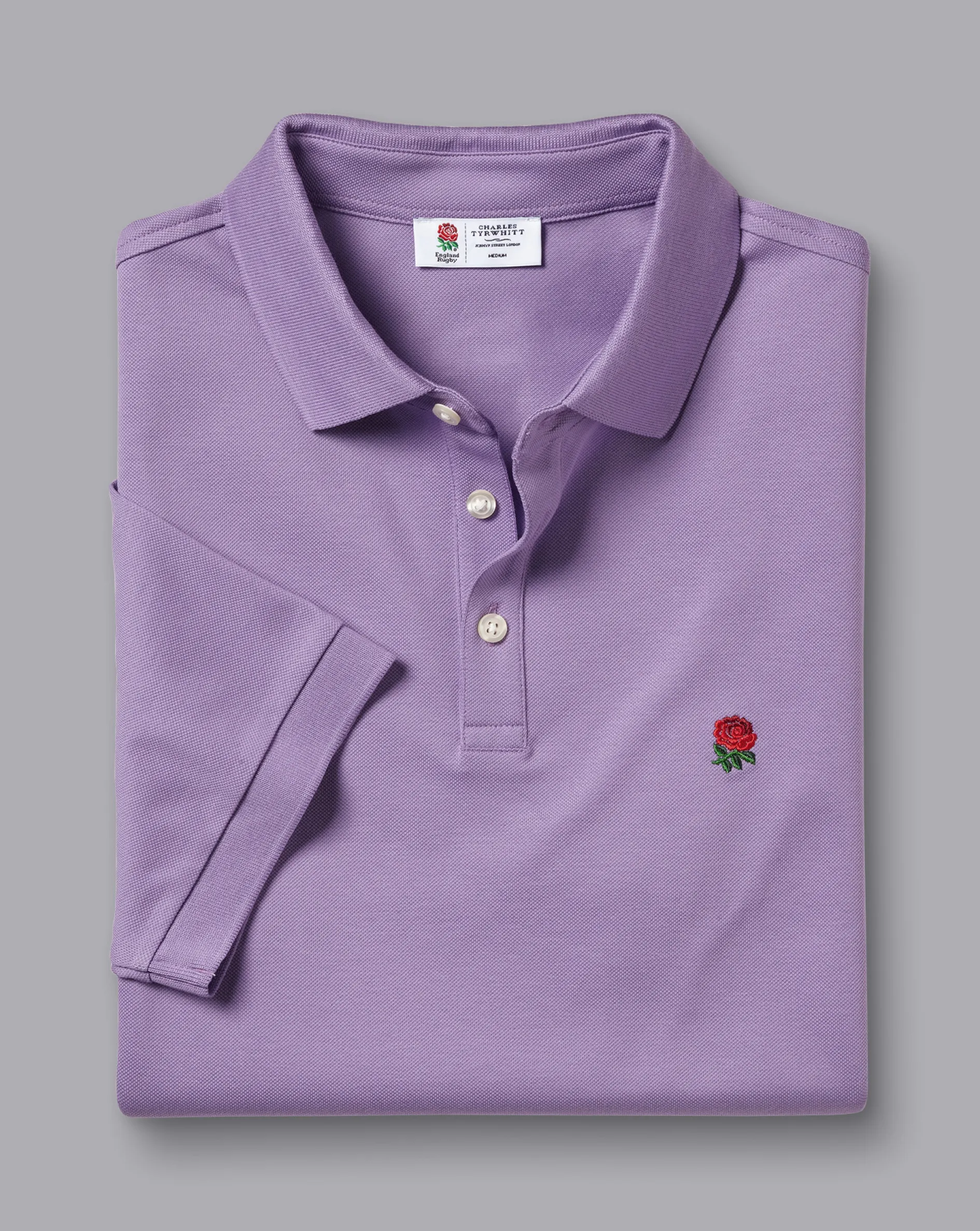 Store Charles Tyrwhitt England Rugby Pique Polo - Lilac Purple