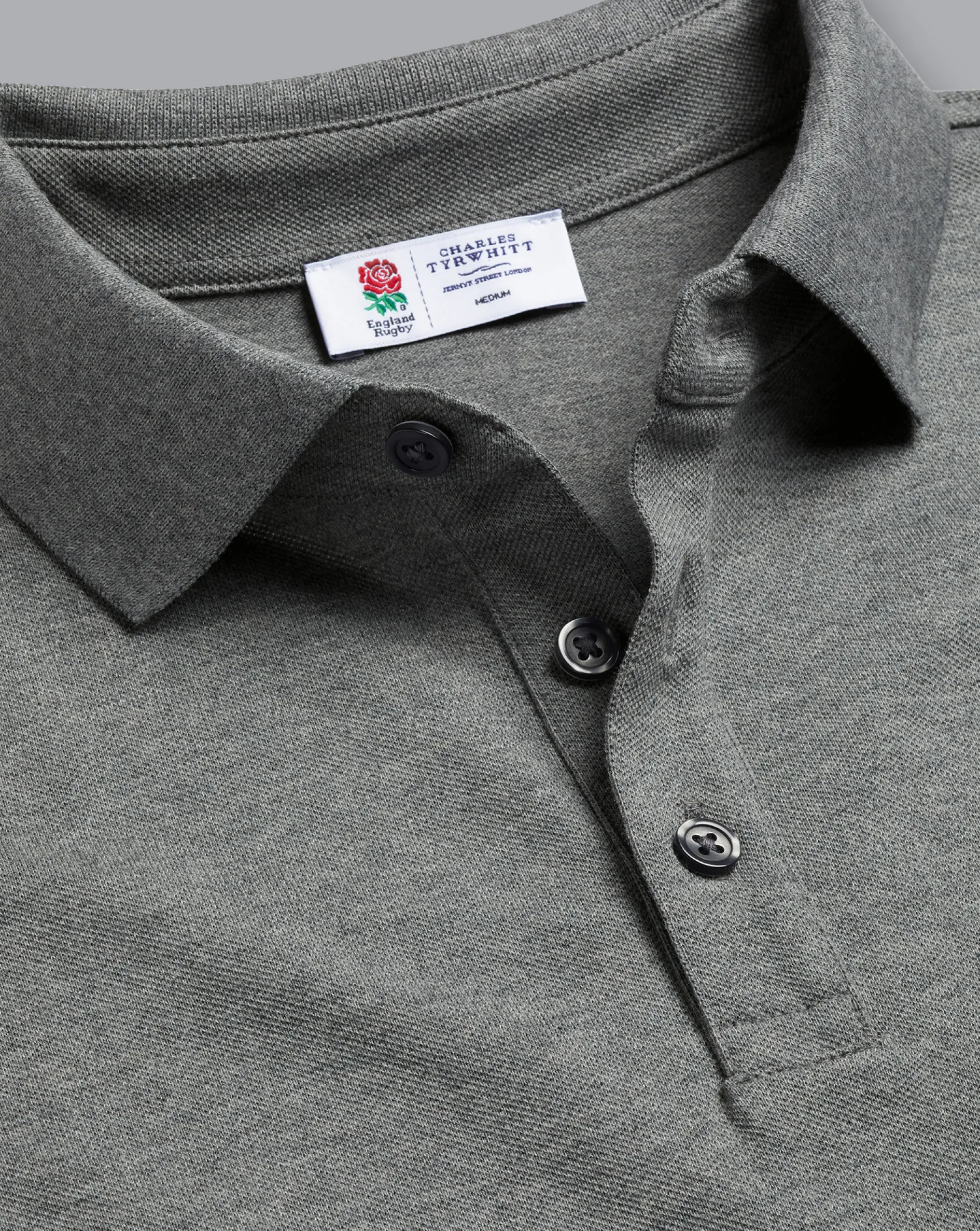 Fashion Charles Tyrwhitt England Rugby Pique Polo - Grey Marl