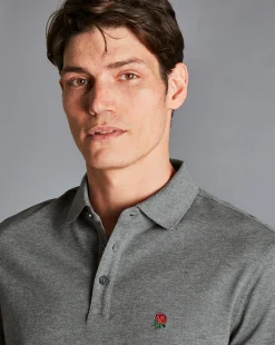 Fashion Charles Tyrwhitt England Rugby Pique Polo - Grey Marl