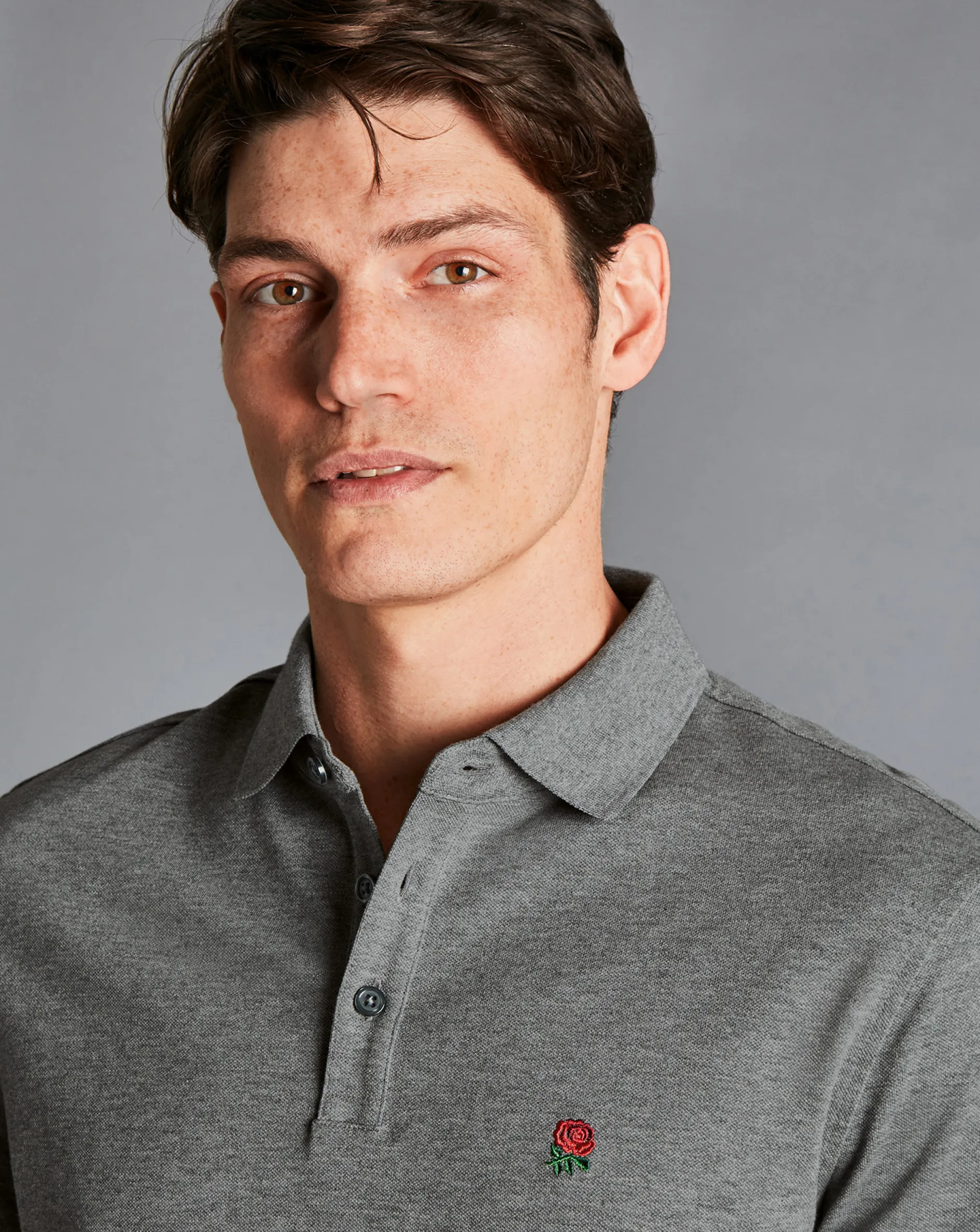 Fashion Charles Tyrwhitt England Rugby Pique Polo - Grey Marl