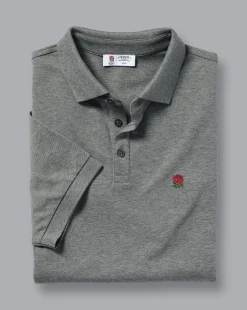 Fashion Charles Tyrwhitt England Rugby Pique Polo - Grey Marl
