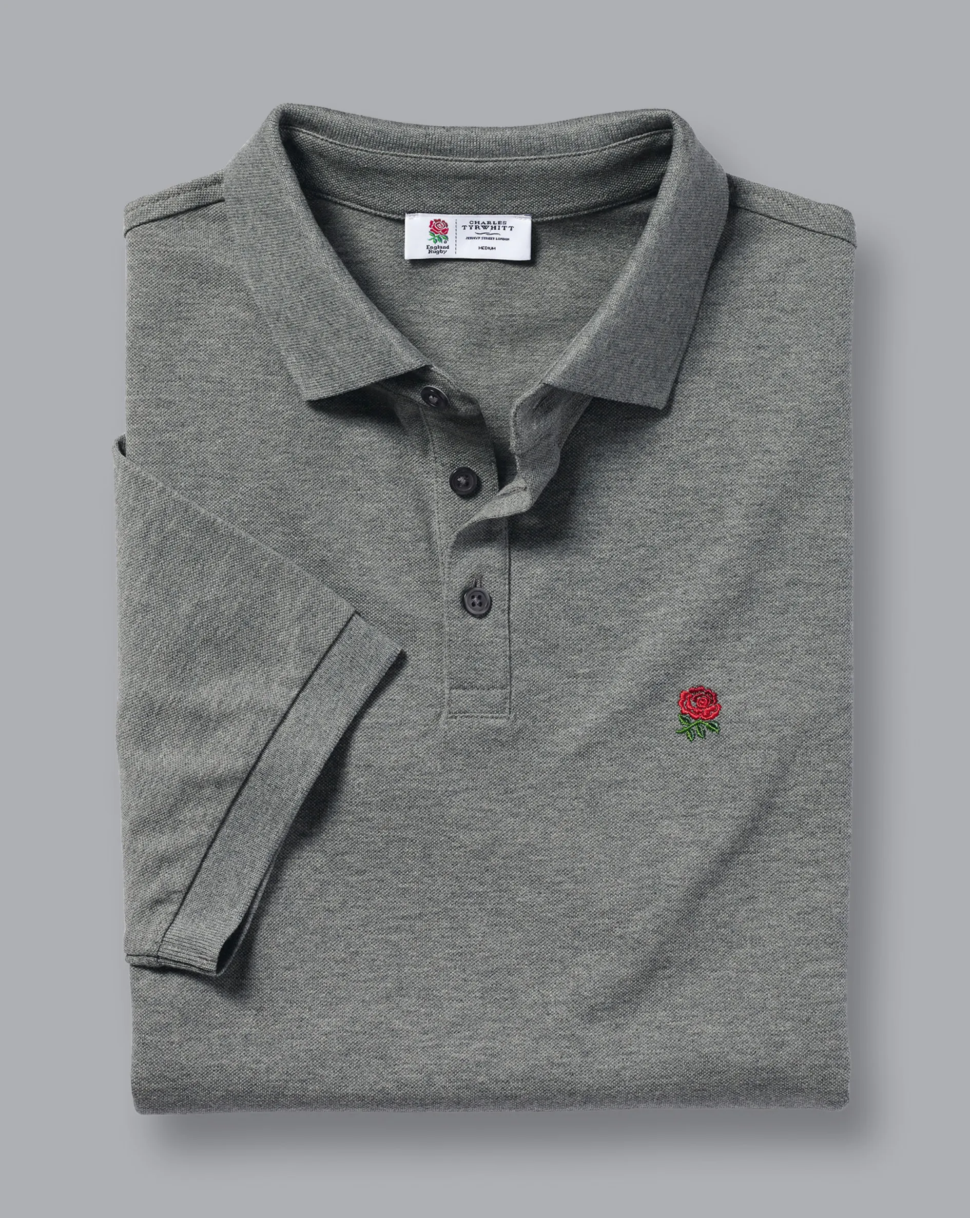 Fashion Charles Tyrwhitt England Rugby Pique Polo - Grey Marl