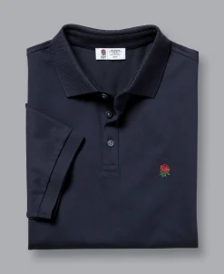 Store Charles Tyrwhitt England Rugby Red Rose Pique Polo - Navy