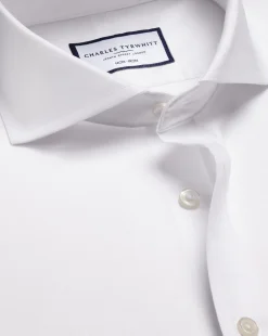 Store Charles Tyrwhitt Extreme Spread Collar Non-Iron Twill Shirt - White