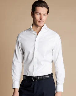 Store Charles Tyrwhitt Extreme Spread Collar Non-Iron Twill Shirt - White