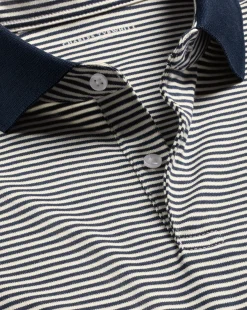 Discount Charles Tyrwhitt Fine Stripe Jersey Polo - Navy & Ecru Navy & Ecru