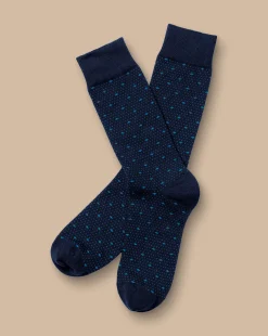 Hot Charles Tyrwhitt Geo Spot Socks - Denim Blue