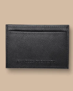 New Charles Tyrwhitt Grain Leather Cardholder - Black