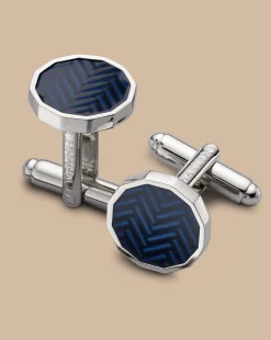 Discount Charles Tyrwhitt Herringbone Enamel Cufflink - Navy