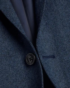 Sale Charles Tyrwhitt Herringbone Wool Texture Jacket - Denim Blue
